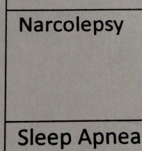 Narcolepsy 
Sleep Apnea