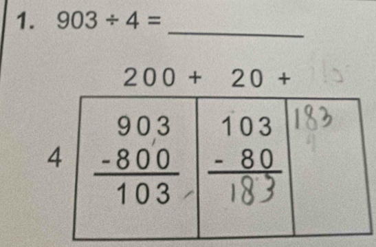 903/ 4= _