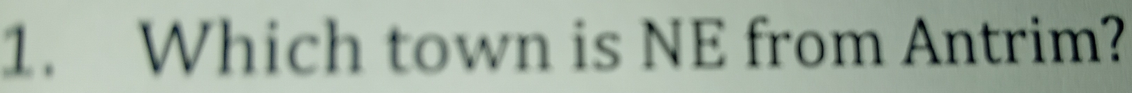 Which town is NE from Antrim?