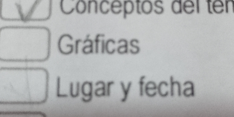 Conceptos del ten 
Gráficas 
Lugar y fecha