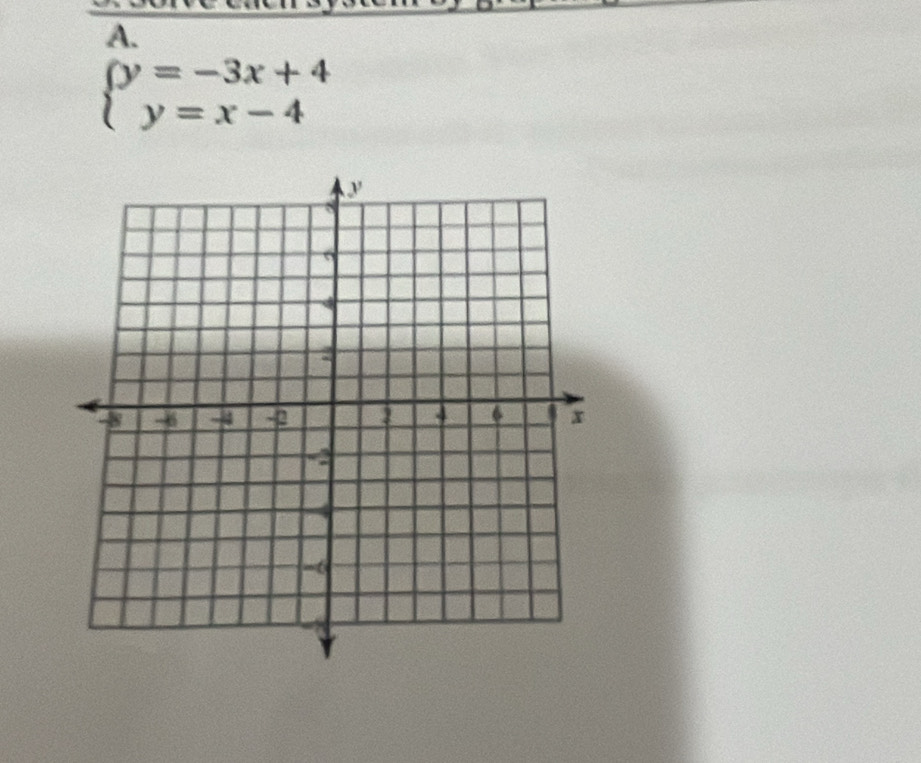 beginarrayl y=-3x+4 y=x-4endarray.