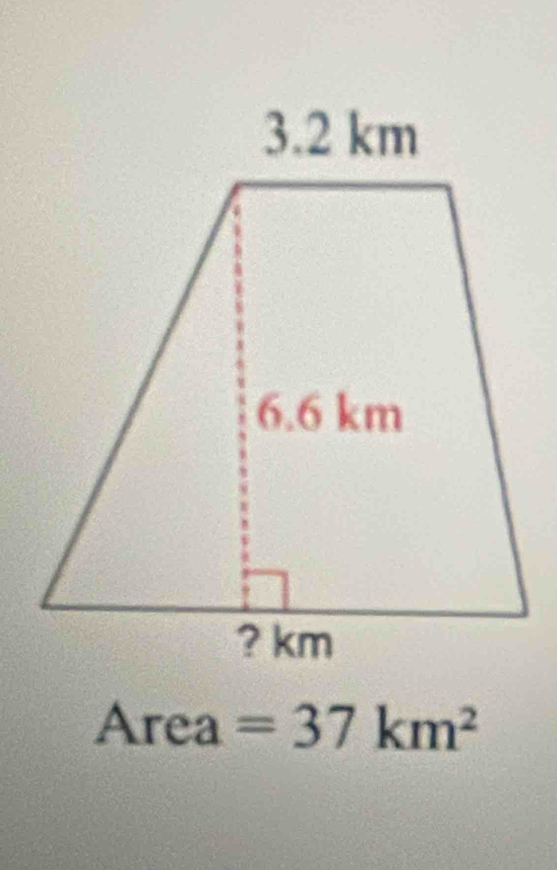 Area =37km^2