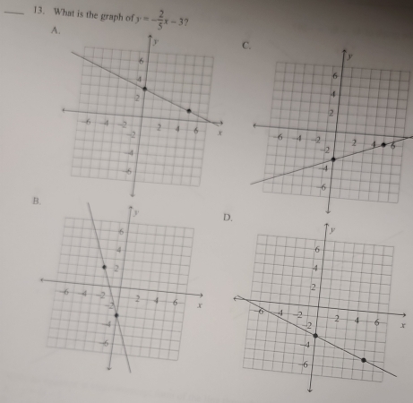 What is the graph of y=- 2/5 x-3 ?