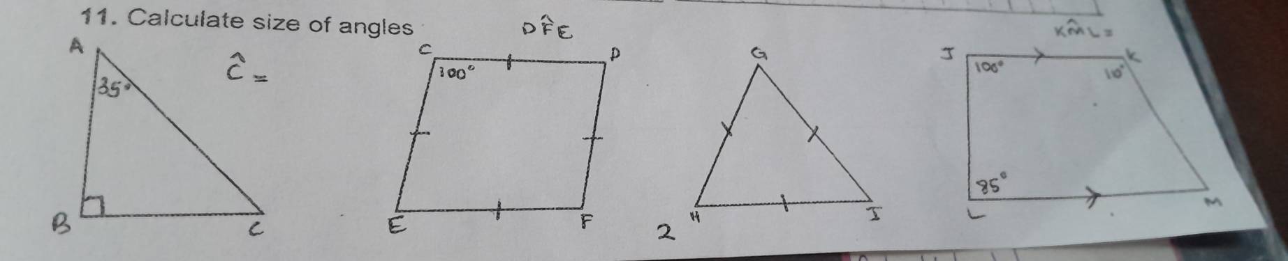 Calculate size of angles