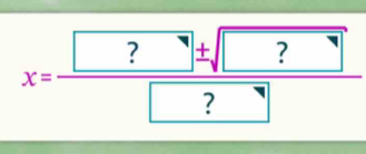 x=frac ?± sqrt(?)boxed ?