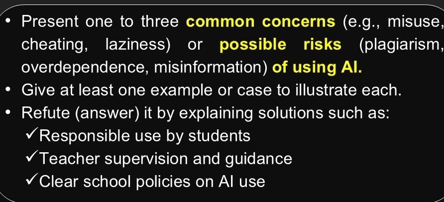 Solved: Present one to three common concerns (e.g., misuse, cheating ...