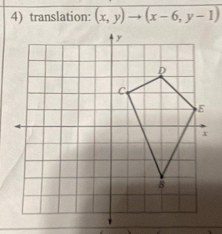 translation: (x,y)to (x-6,y-1)