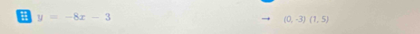 a y=-8x-3
(0,-3)(1,5)