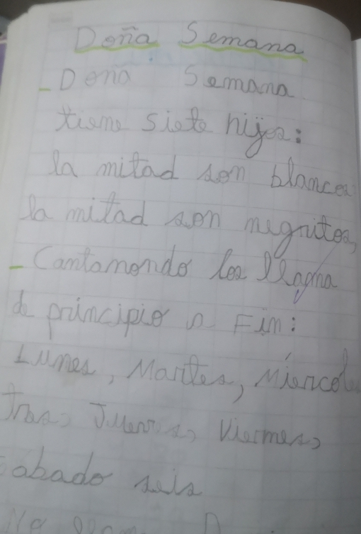 Dona Semana 
_D eno Semana 
Kusm siote higen; 
In mitad hen blances 
Io milad non mugnutes 
_Cantomondes Len Qngha 
do eruncipier p Fin: 
Limau, Martan, Mancd 
Thes Juan is Vismens 
abade Al