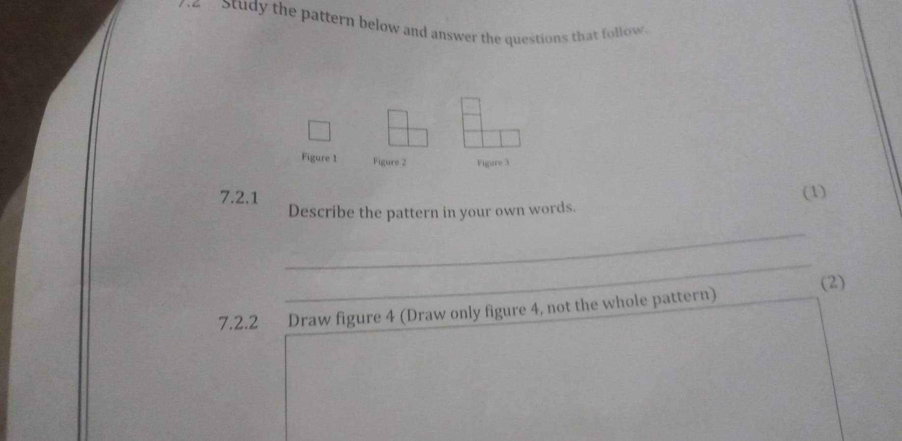 Solved: Study the pattern below and answer the questions that follow ...