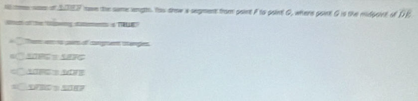 tcs sos o SF have the sume engt. Yh drew s segment from point F to point C, where point G is the midpoint of DB
Watt of the beng satemen o BLE?
Pem am par of conguent itenges
overline MP≌ SEPGFG
1000=_ 1FE
overline XH≌ overline _ 11HP