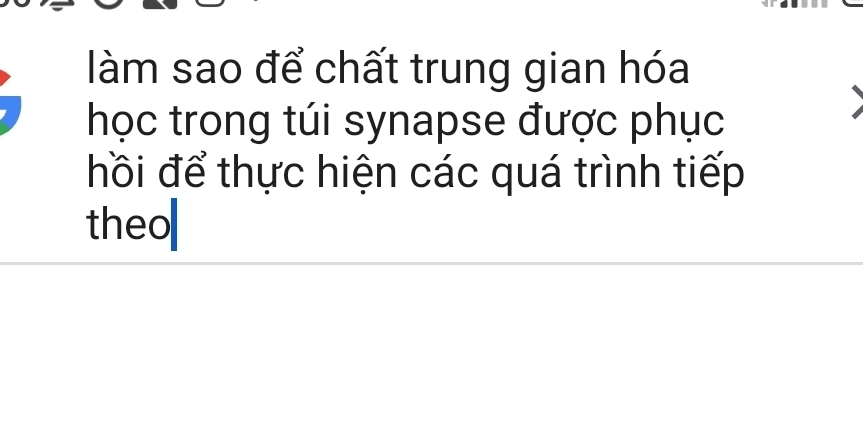 làm sao để chất trung gian hóa 
học trong túi synapse được phục 
hồi để thực hiện các quá trình tiếp 
theo₹