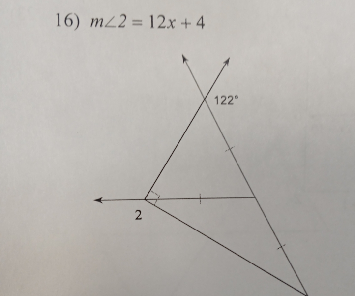 m∠ 2=12x+4