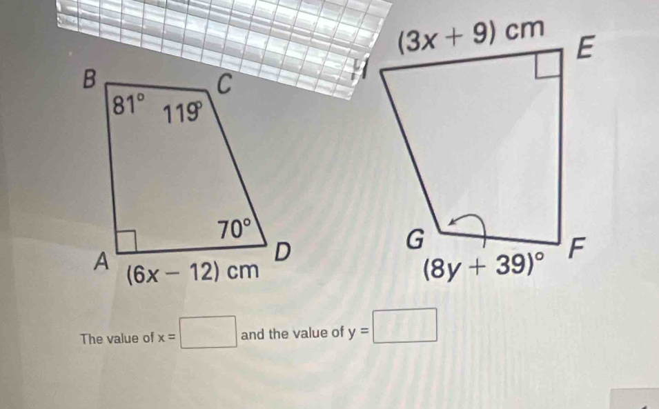 The value of x=□ and the value of y=□