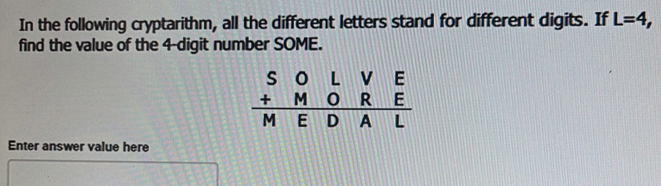 Solved: In the following cryptarithm, all the different letters stand ...