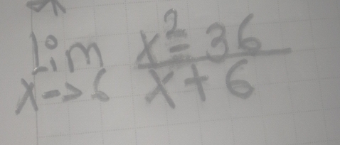 limlimits _xto 6 (x^2-36)/x+6 