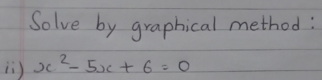 Solve by graphical method: 
iì) x^2-5x+6=0