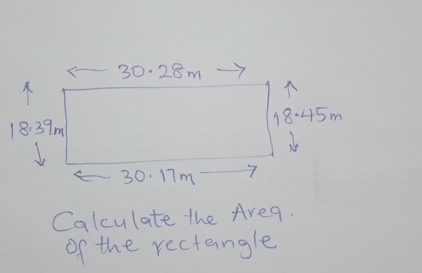 Calculate the Areq. 
of the rectangle