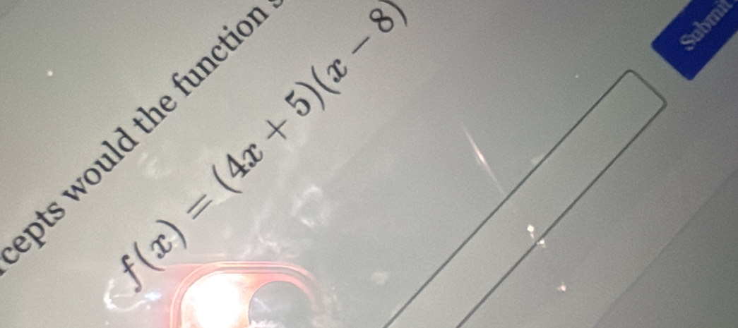 f(x)=(4x+5)(x-8)
at 
ts would the functi e