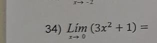 limlimits _xto 0(3x^2+1)=