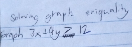 Soloving graph eniqually 
fraph 3x+4y>12