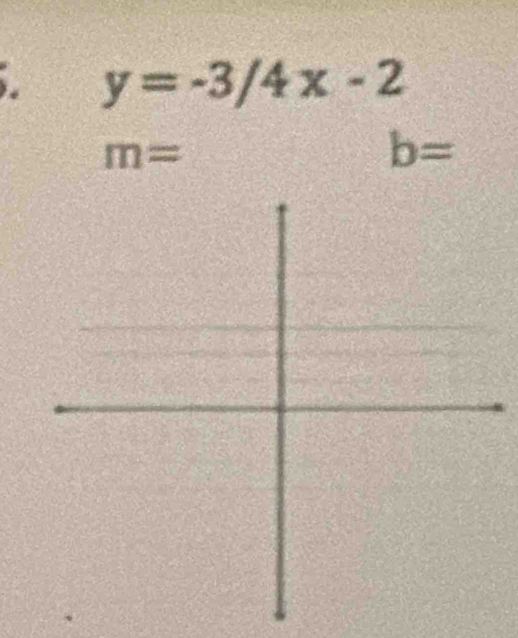 y=-3/4x-2
m=
b=