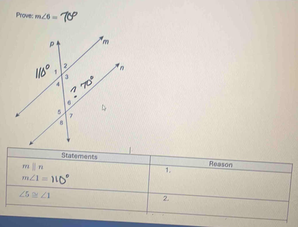 Prove: m∠ 6=