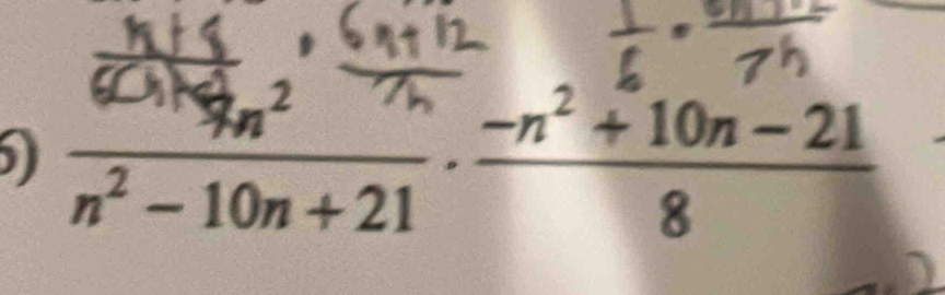  (-n^2+10n^2)/n^2-10n+21 ·  (-n^2+10n-21)/8 