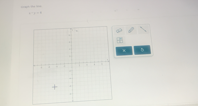 Graph the line.
x-y=4
× 5