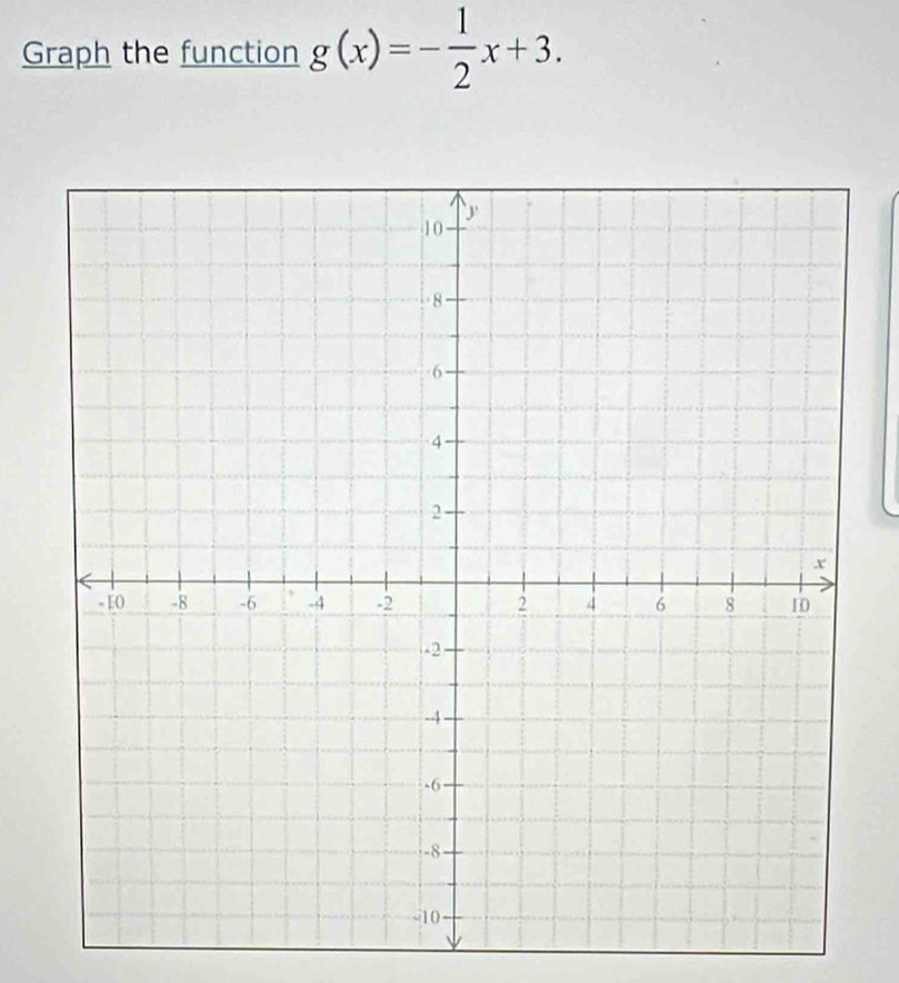 Graph the function g(x)=- 1/2 x+3.