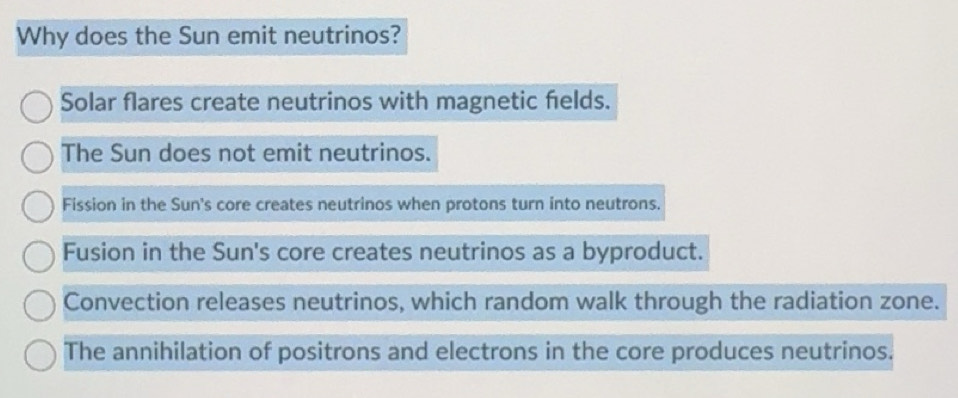 Solved: Why does the Sun emit neutrinos? Solar flares create neutrinos ...