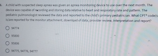 Solved: A child with suspected sleep apnea was given an apnea ...