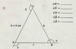 ∠ a=
c)
_ ∠ C=
_ ∠ a=
_ ∠ beta =
∠ delta = _