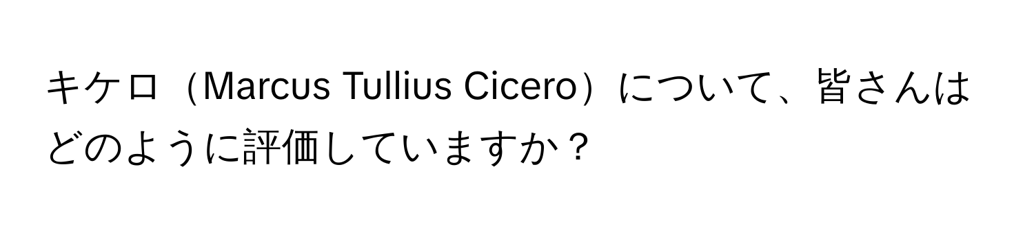 キケロMarcus Tullius Ciceroについて、皆さんはどのように評価していますか？