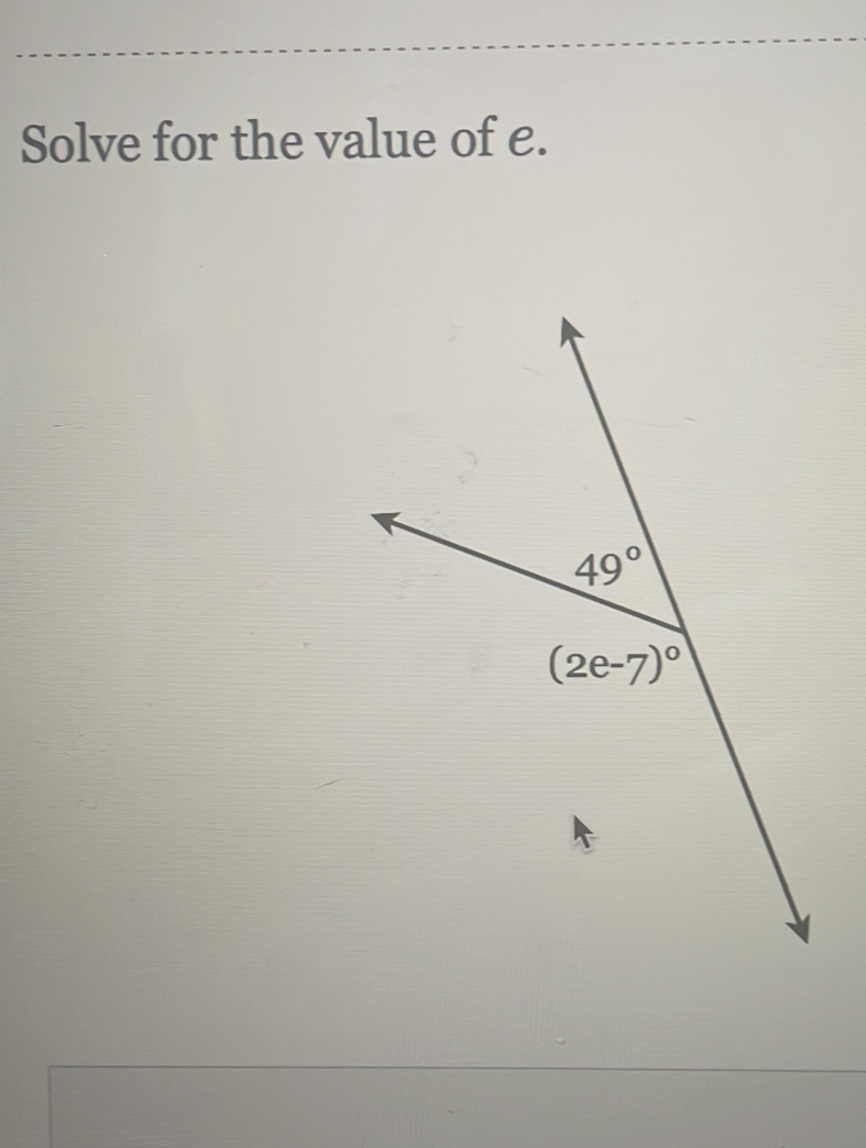 Solve for the value of e.