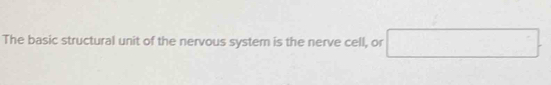 The basic structural unit of the nervous system is the nerve cell, or □ □