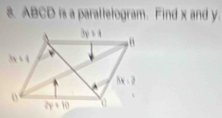 ABCD is a parallelogram. Find x and y