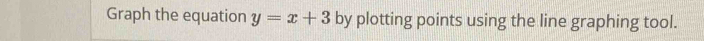 Graph the equation y=x+3 by plotting points using the line graphing tool.