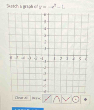 Sketch a graph of y=-x^2-1. 
Clear All Draw: