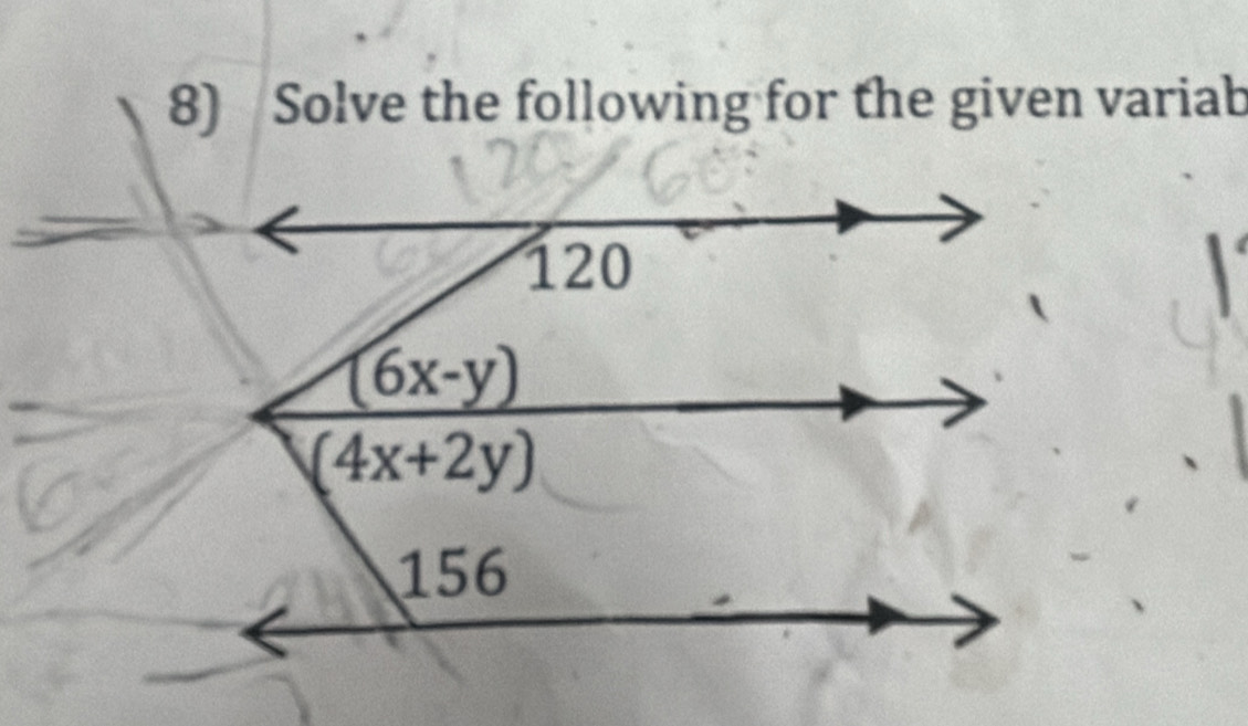 Solve the following for the given variab