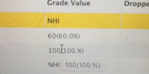 Grade Value e