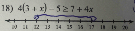 4(3+x)-5≥ 7+4x