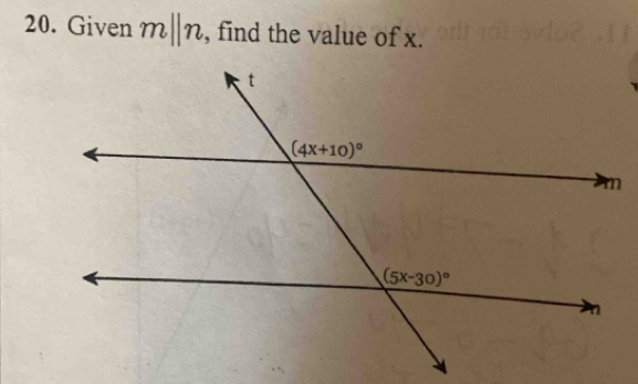 Given m||n , find the value of x.