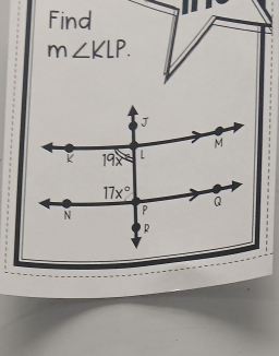 Find
m∠ KLP.