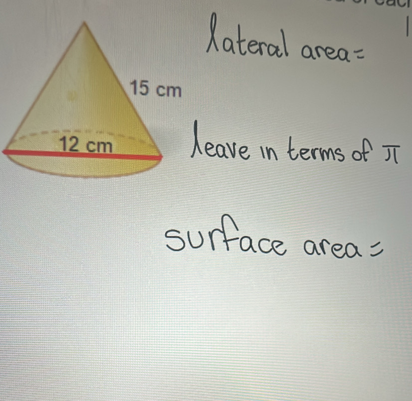 lateral area =
ave in terms of IT 
surface areas