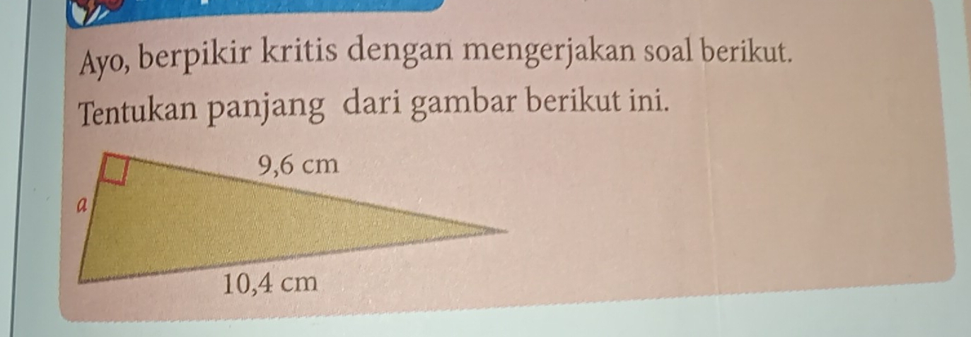 Ayo, berpikir kritis dengan mengerjakan soal berikut. 
Tentukan panjang dari gambar berikut ini.