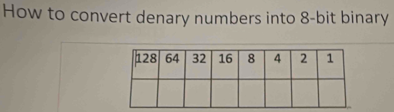 Solved: How to convert denary numbers into 8 -bit binary [Others]