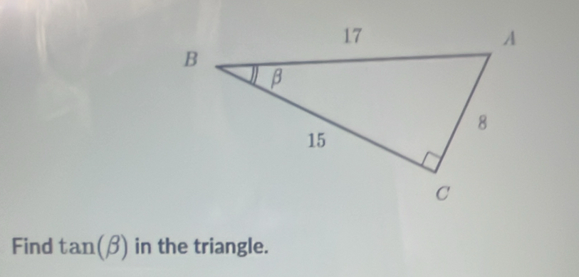 Find tan (beta ) in the triangle.