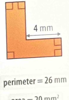 perimeter =26mm
_ 20mm^2