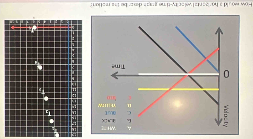 How would a horizontal velocity-time graph describe the motion?